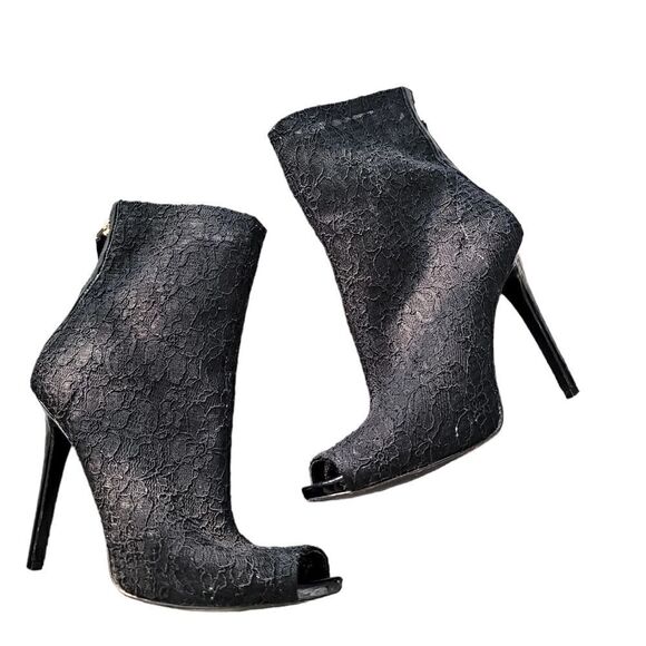 Guess Black Women's Lace Peep-Toe Ankle Booties Sz 9M - Picture 5 of 8